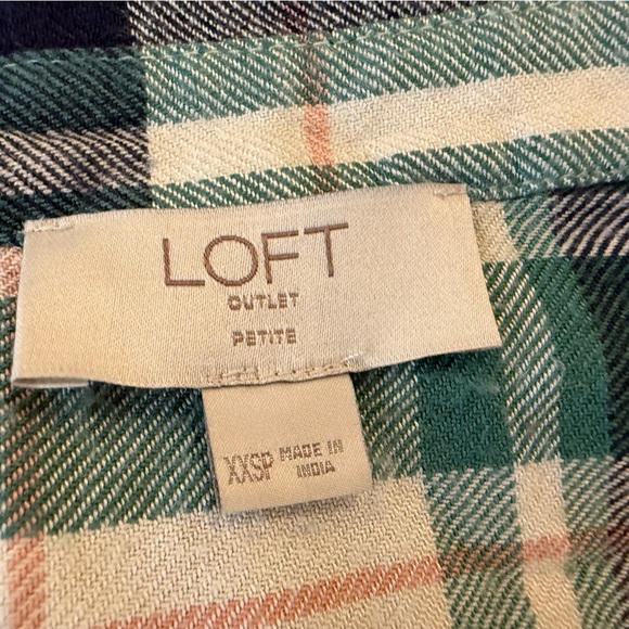 LOFT Green and Blue long sleeves Plaid Shirt/size XXSP - Picture 10 of 11